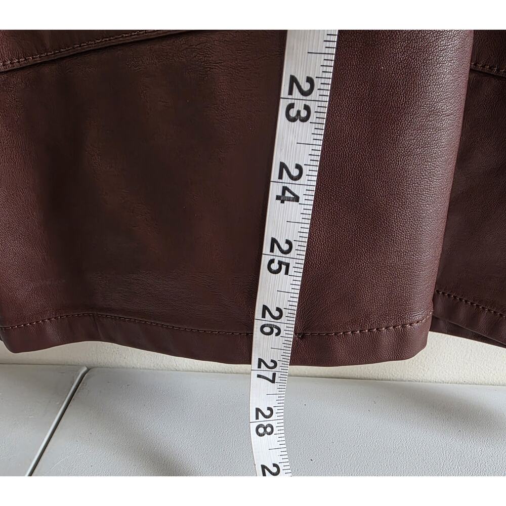 Free People Faux Leather Pinafore Bib Overall Jumper Brown Size Medium - Picture 7 of 8